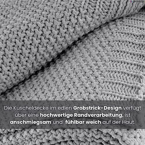 Wometo Kuscheldecke Strick Warme und Weiche Strickdecke OekoTex 140x190TürkisPetrol