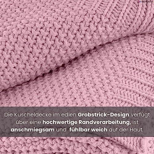 Wometo Kuscheldecke Strick Warme und Weiche Strickdecke OekoTex 140x190TürkisPetrol