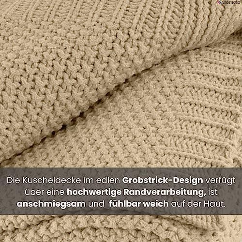 Wometo Kuscheldecke Strick Warme und Weiche Strickdecke OekoTex 140x190TürkisPetrol