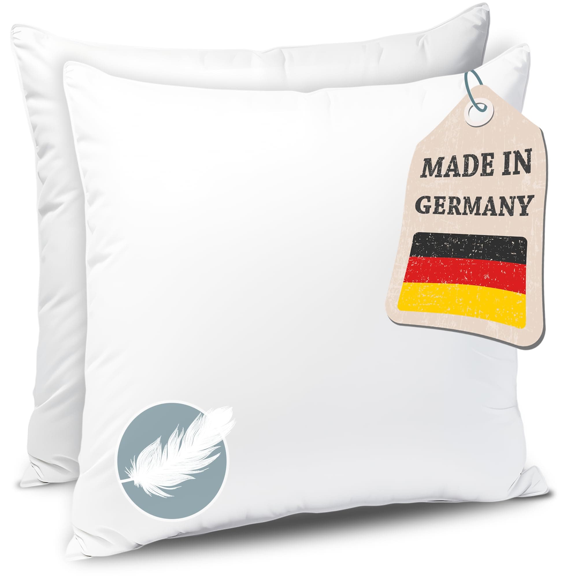 Knerst Federkissen - 100% Federfüllung für erholsamen Schlaf - Ökotex-Zertifiziert 50x50 2er Set