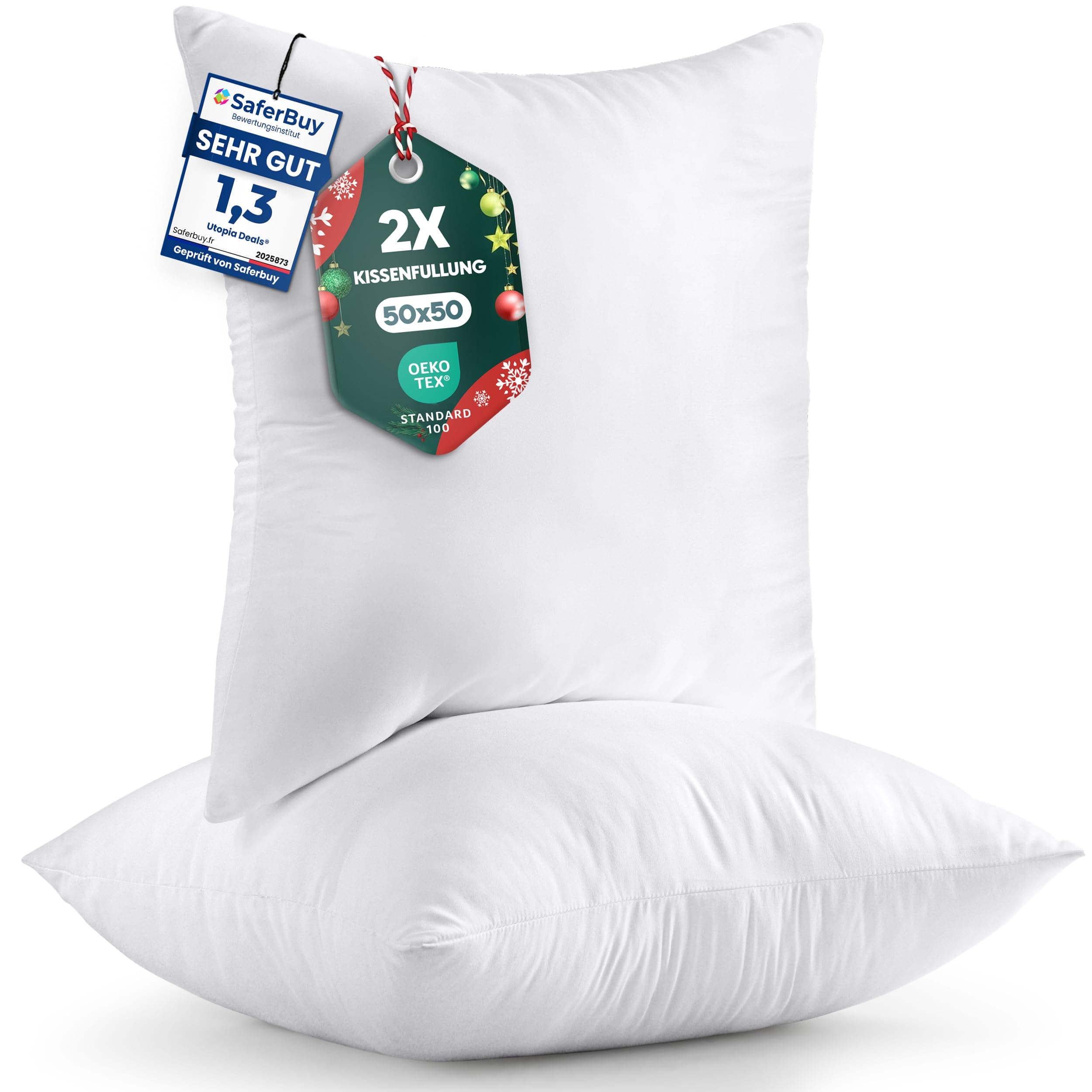 Utopia Bedding 2er Set Weiß - Innenkissen Füllkissen OEKO-TEX STANDARD 100