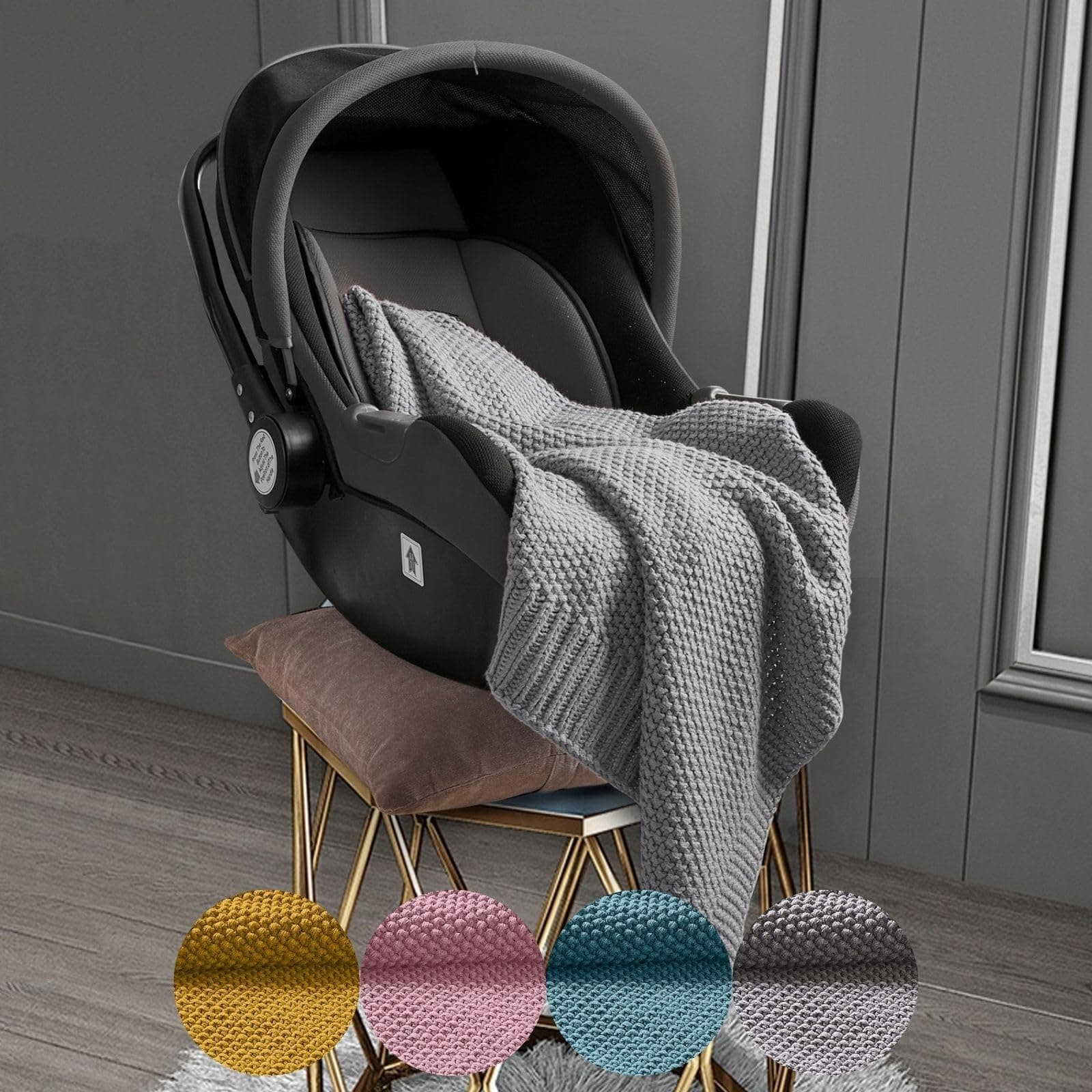 Oeko-Tex Wolle-Look Strickdecke Hellgrau Für Jungen Und Mädchen 70x100 - Wometo