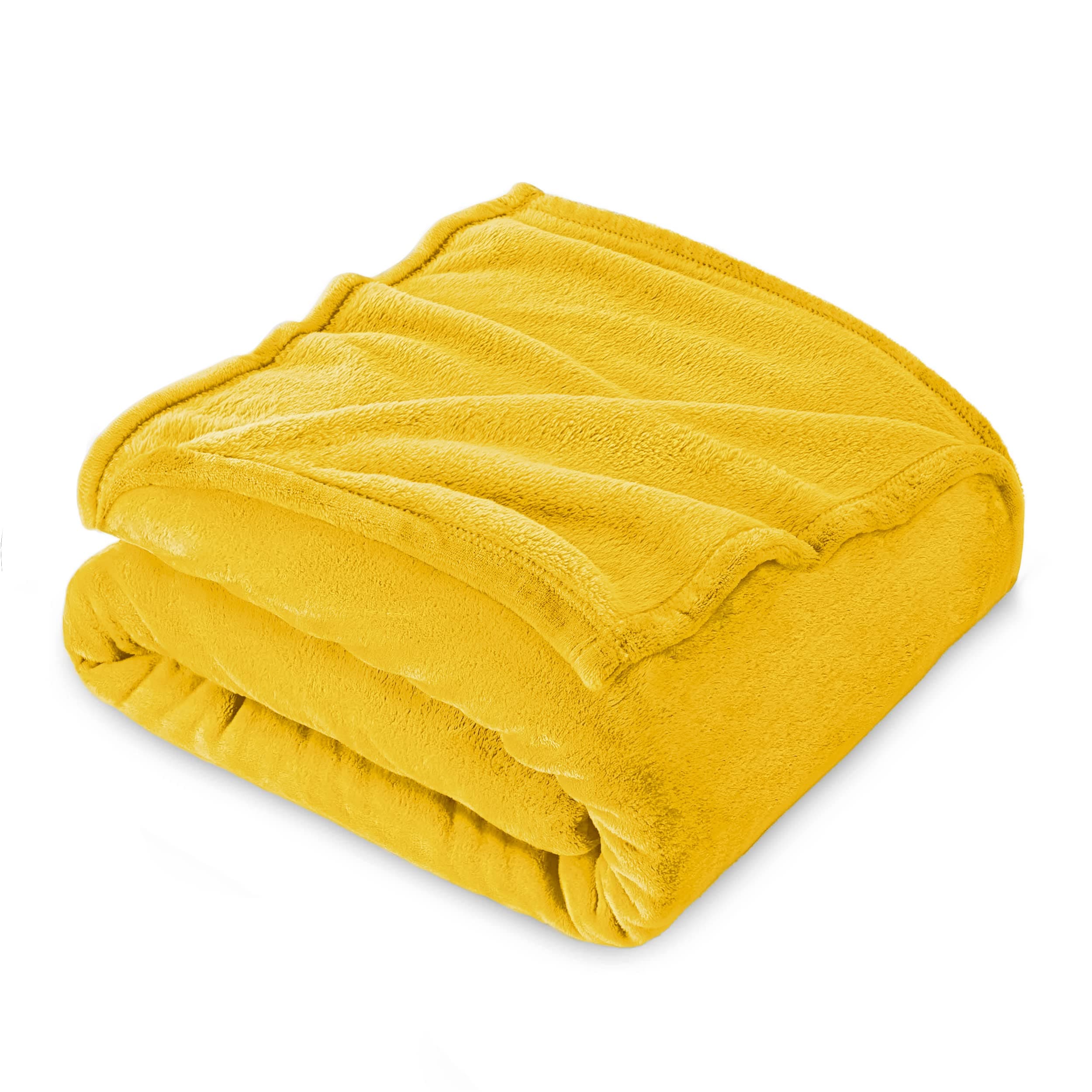 FARFALLAROSSA Oeko-TEX Flauschig Kuscheldecke 130x160 cm - Super Weiche Fleecedecke als Sofaüberwurf - Wohndecke Gelb OE
