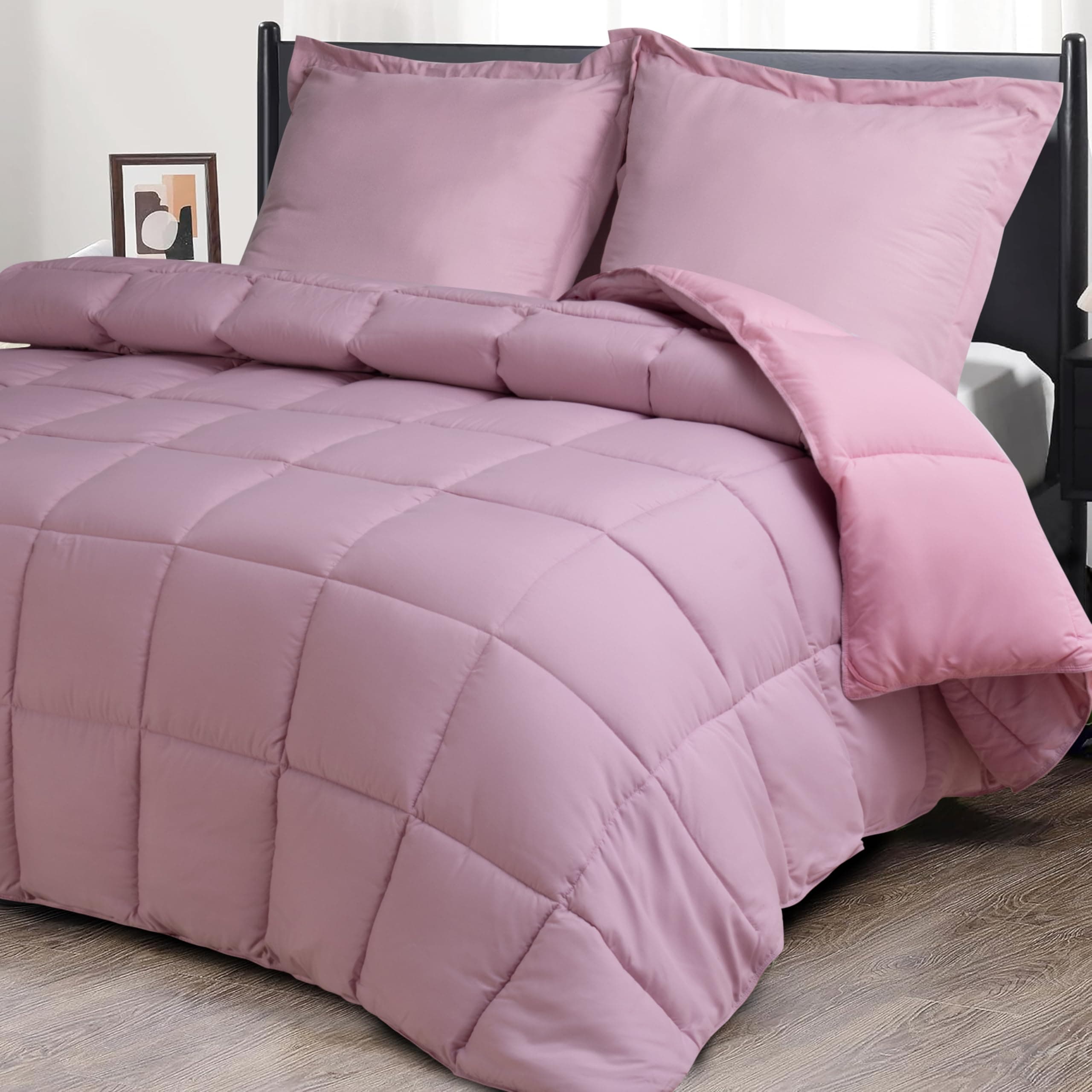 Oeko-TEX zertifizierte Nebelrosa Bettdecke HIG 155x220 cm - Weich & Flauschig - 1500g Daunenalternative (250GSM)