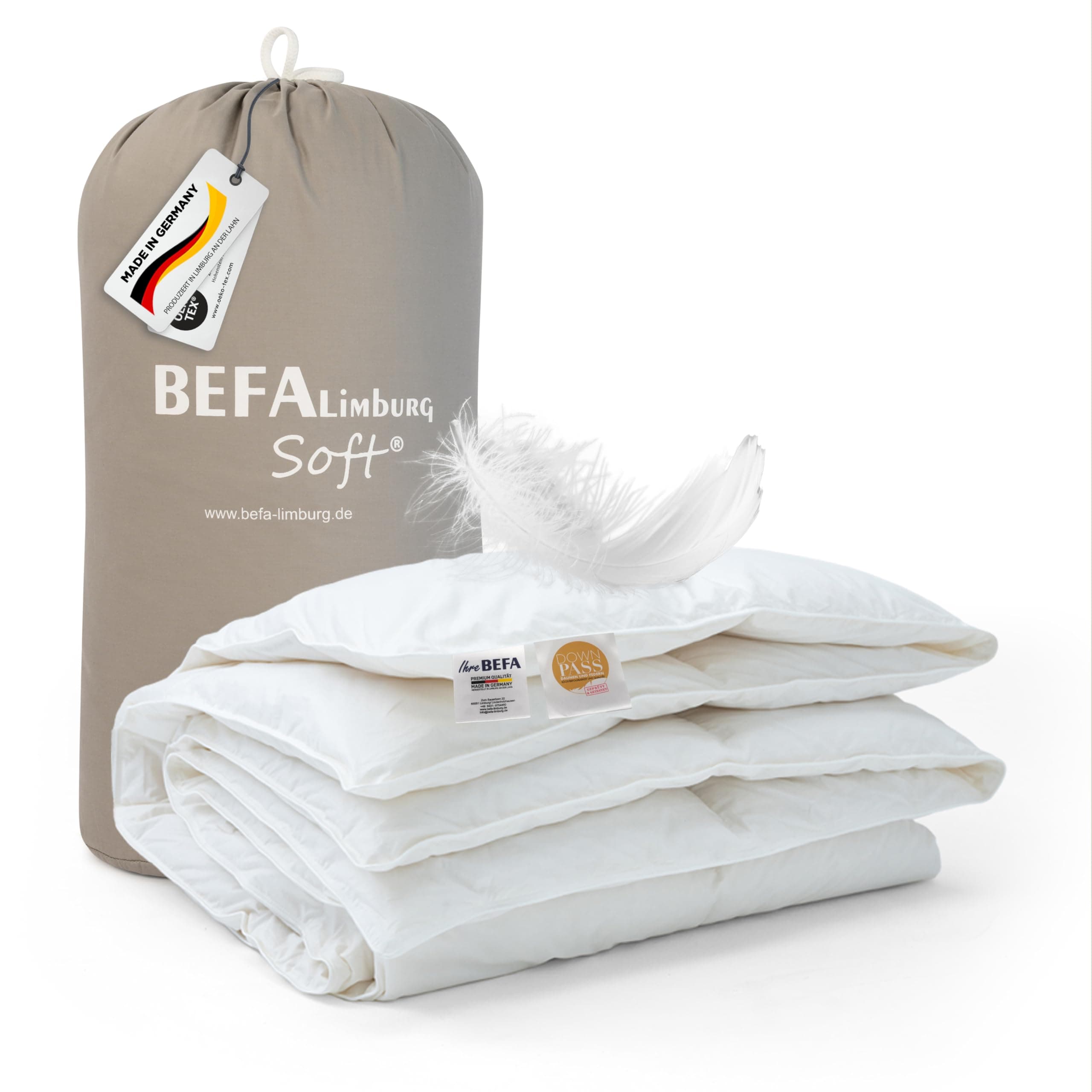 NOMITE Downewecker Ganzjahr 135x200 cm | 90% Federn & 10% Daunen | atmungsaktiv & pflegeleicht | für Allergiker | Tierwo